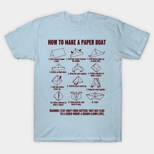 Horror Movie 80's Retro Funny Paper Making Boat Tutorial T-Shirt